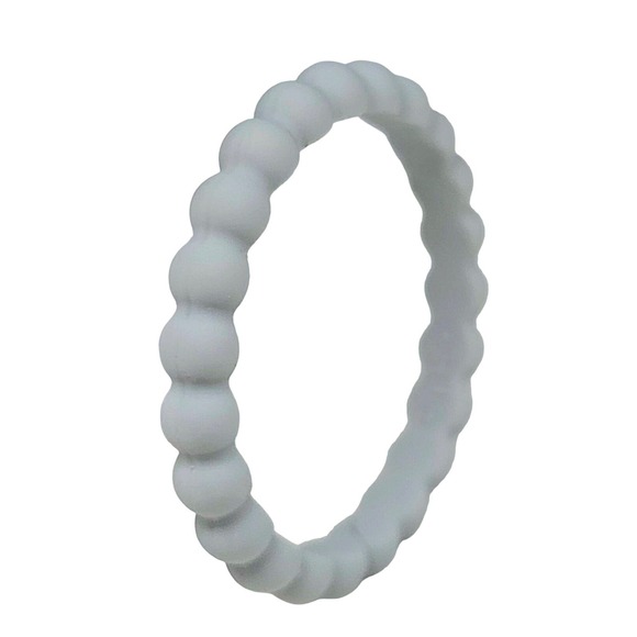 Enso Rings Beaded Stackable Silicone Ring - Misty Grey - Size 6 - Picture 1 of 4